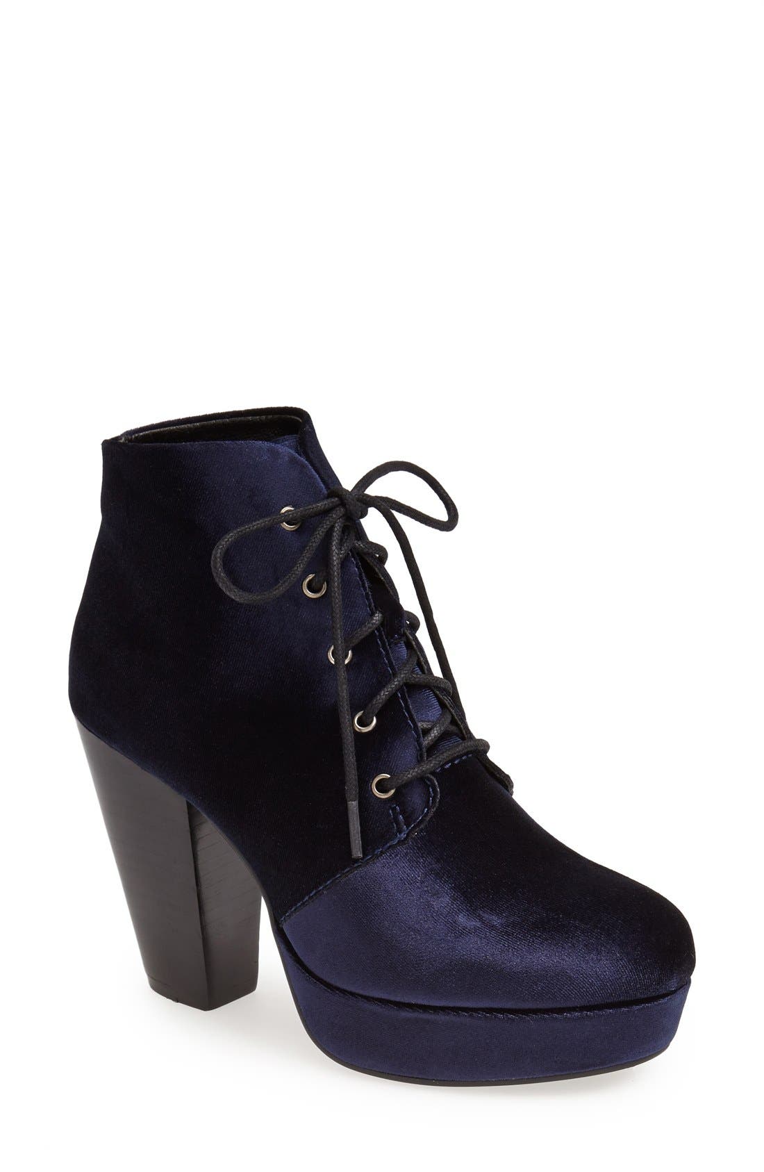Steve Madden 'Raspy-V' Velvet Bootie, Main, color, 