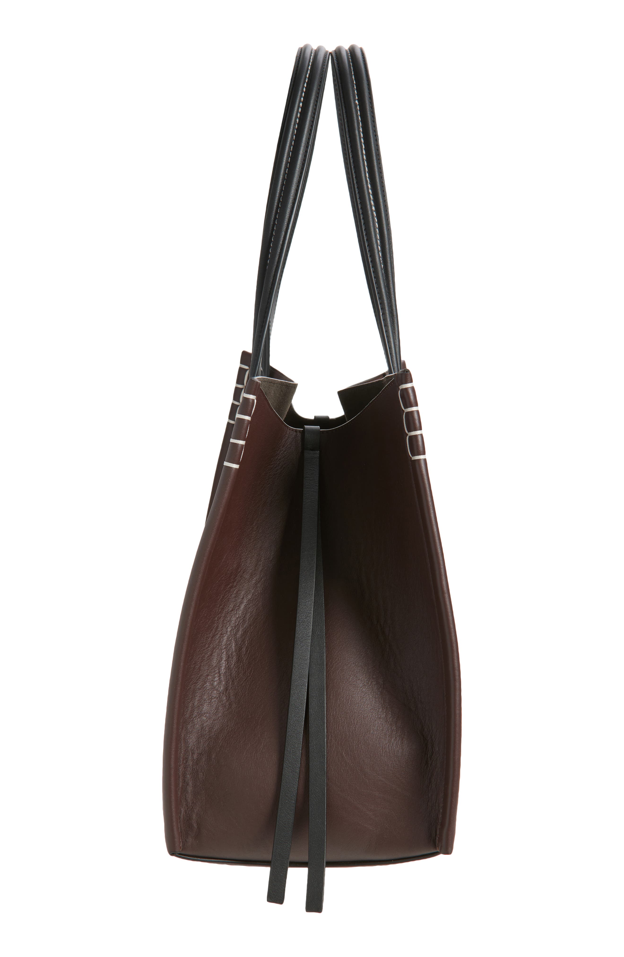 JW Anderson Loafer Leather Tote, Alternate, color, Burgundy/ Black