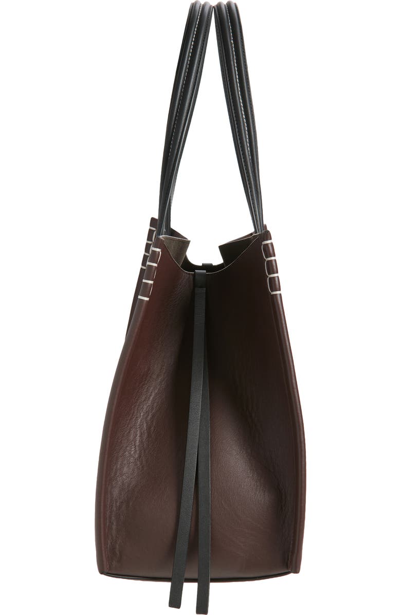 JW Anderson Loafer Leather Tote, Alternate, color, Burgundy/ Black