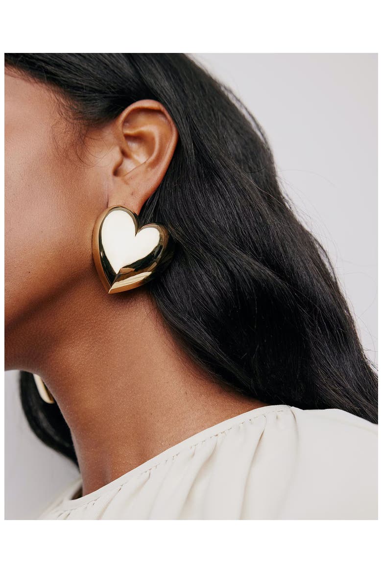 Large Puffy Heart Earrings, Alternate, color, GOLD