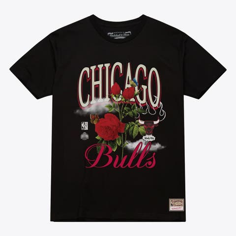 Unisex Mitchell & Ness  Black Chicago Bulls Floral Graphic T-Shirt