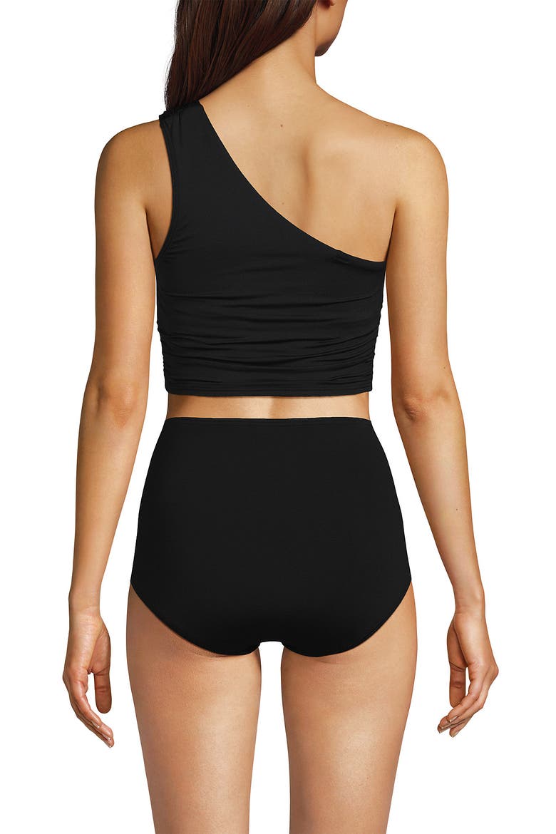 DD-Cup Ruched One Shoulder Midkini Top, Alternate, color, Black