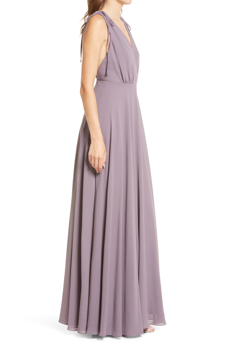Lulus V-Neck Chiffon Gown, Alternate, color, 