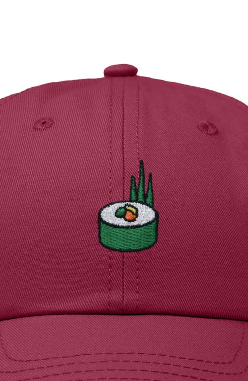 Shop Dalix Sushi Roll Embroidered Dad Hat In Maroon