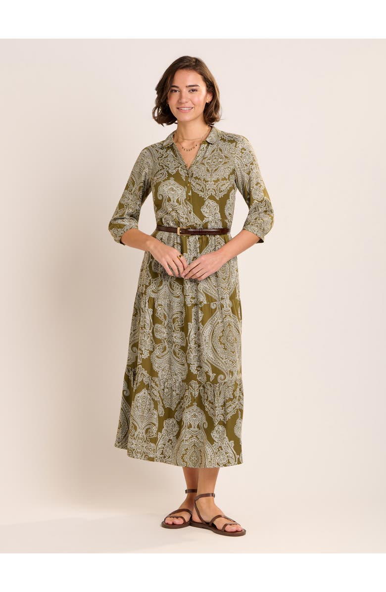 Brakeburn Chara Tiered Maxi Shirt Dress, Alternate, color, Khaki