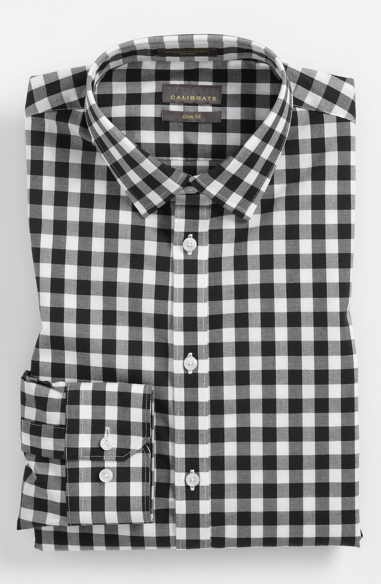 Calibrate Extra Trim Fit Non Iron Gingham Dress Shirt, Main, color, 