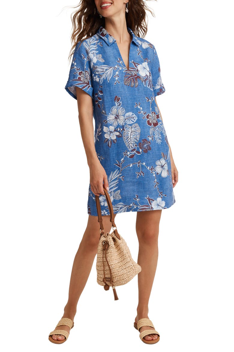 Canyon Shores Linen Shift Dress, Main, color, BLUE MONDAY