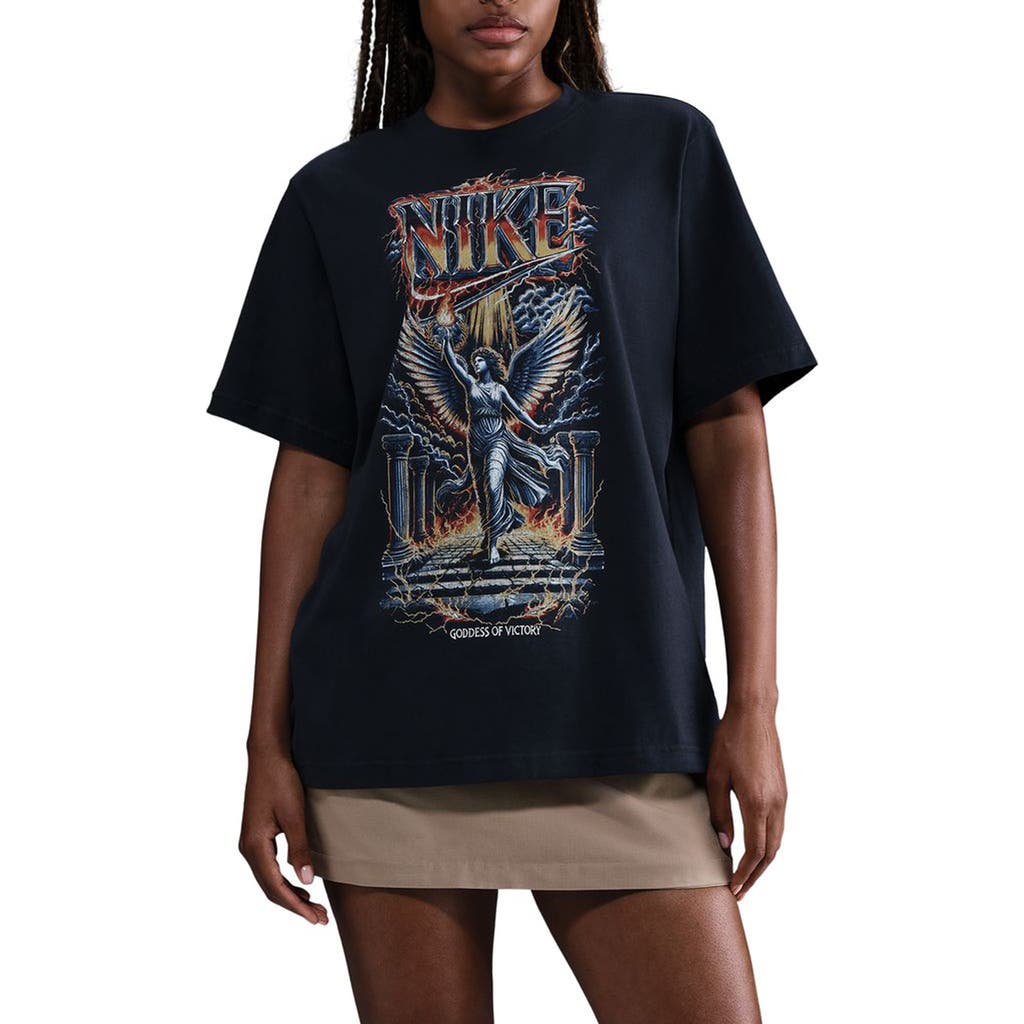 Nike Essential Cotton Graphic Print T-shirt In Black