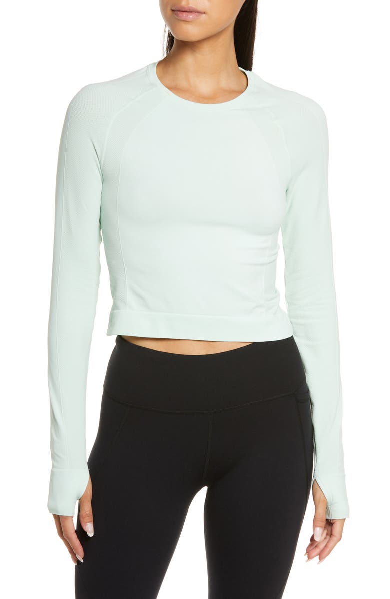 Sweaty Betty Athlete Seamless Long Sleeve Crop Top, Main, color, 