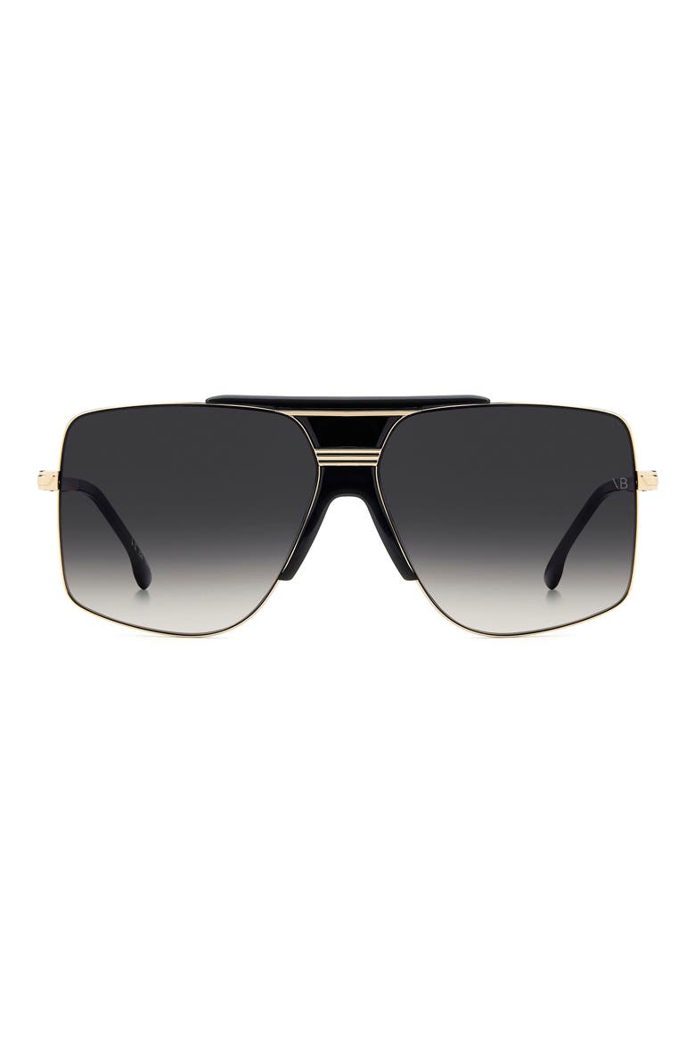 62mm Square Aviator Sunglasses, Main, color, BLACK GOLD/ DARK GREY SF