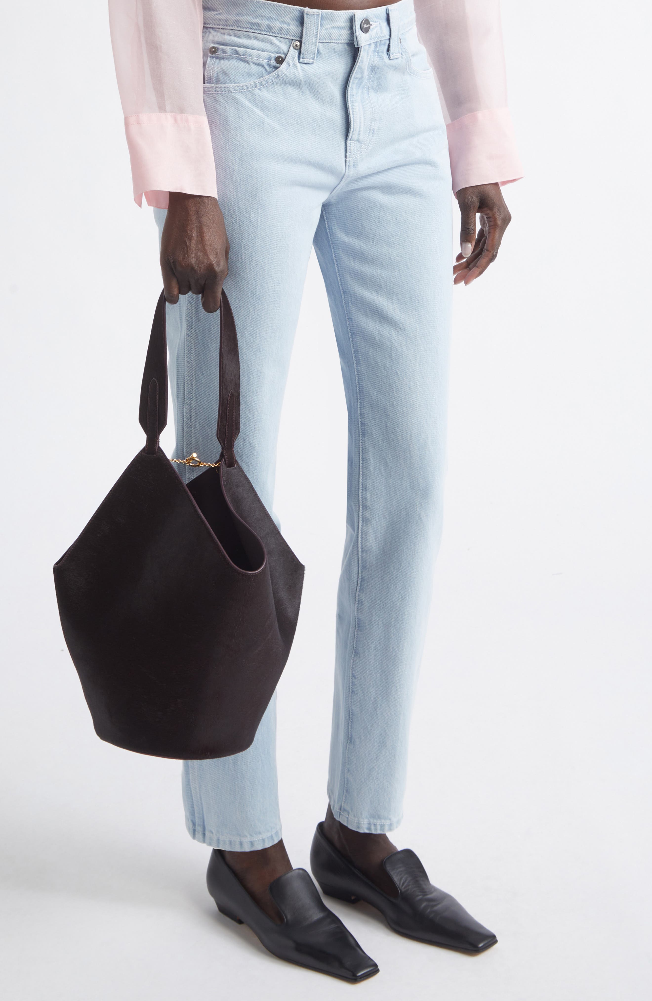 Small Lotus Suede & Genuine Calf Hair Bag, Alternate, color, ROUGE NOIR