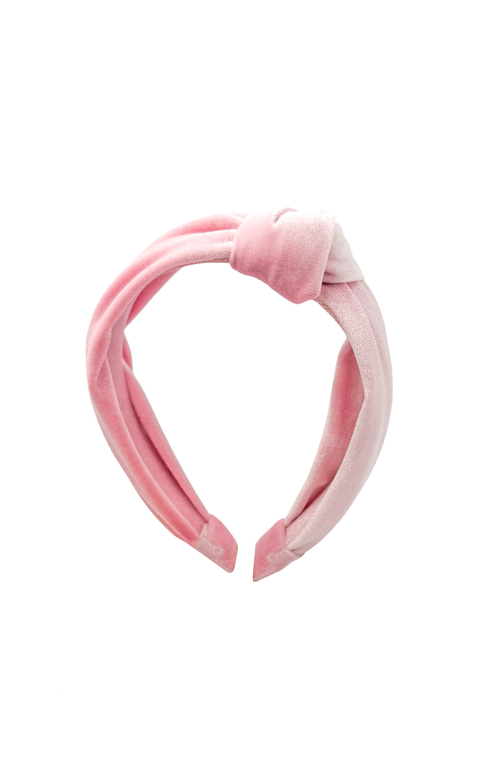 Bits & Bows Velvet Knot Headband In Pink