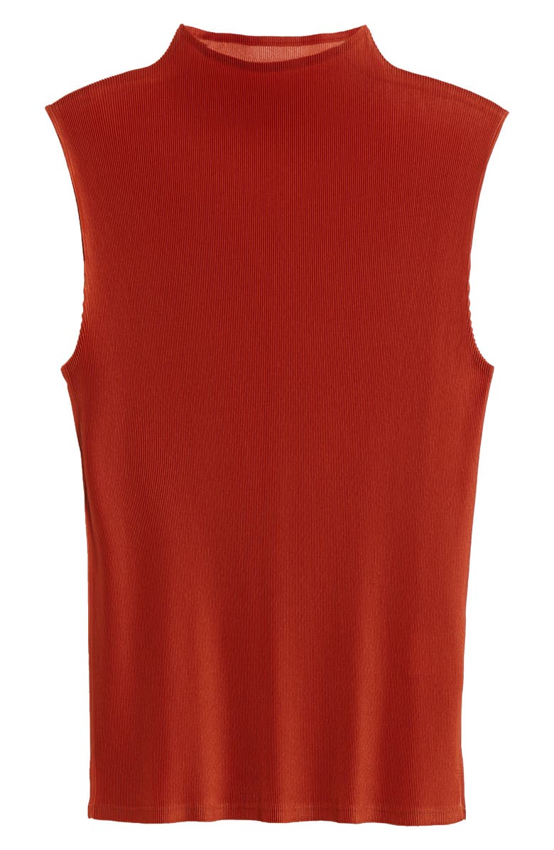 Pleats Please Issey Miyake Pleated Funnel Neck Sleeveless Top, Alternate, color, 