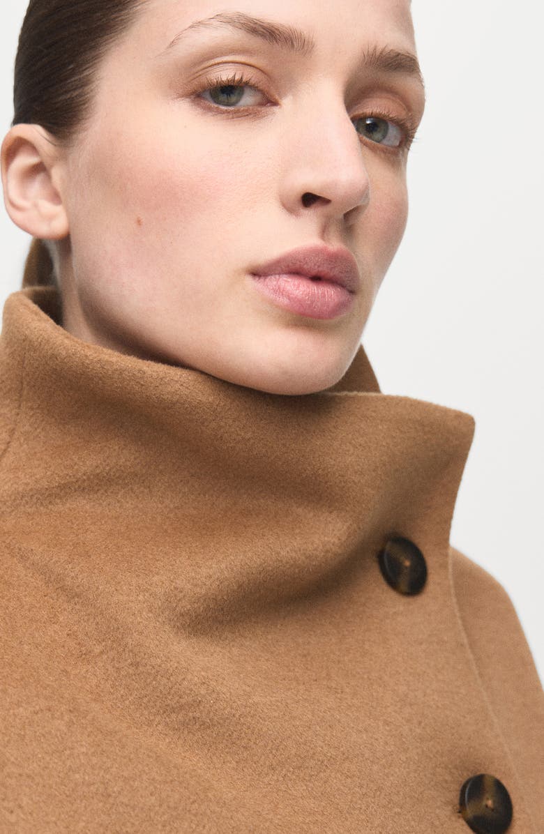 MANGO Basquiat Funnel Neck Coat, Alternate, color, Medium Brown