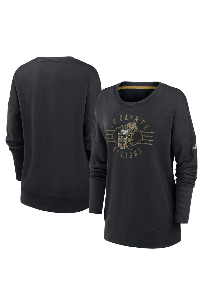 Women's Nike Black New Orleans Saints Rewind Playback Icon Performance Pullover Sweatshirt, Main, color, Black