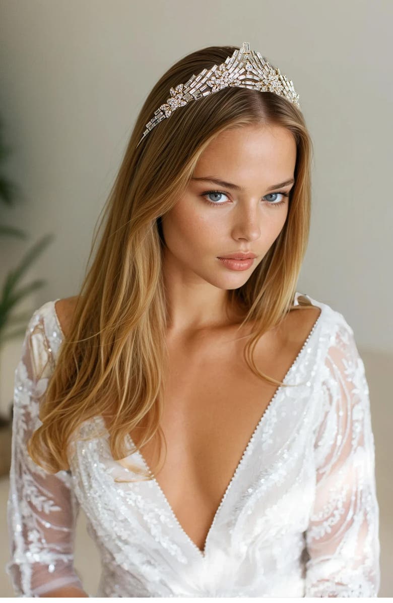 Brides 
Hairpins Crystal Tiara, Alternate, color, Gold