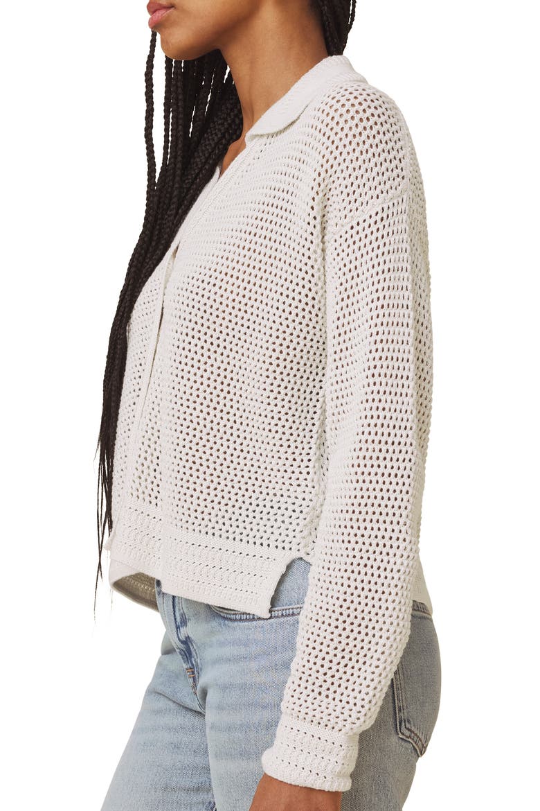 Haven Openwork Cotton Johnny Collar Cardigan, Alternate, color, PALE OAK WHITE
