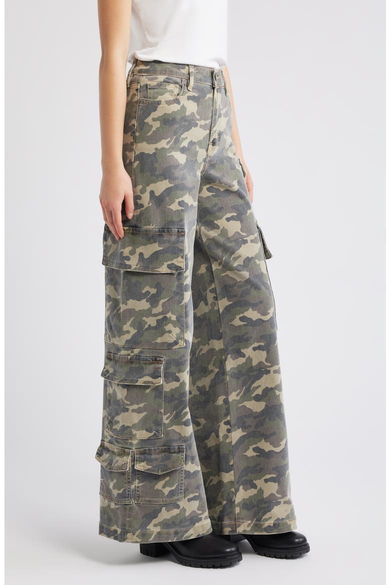 Camo Wide Leg Cargo Pants, Alternate, color, CAMO