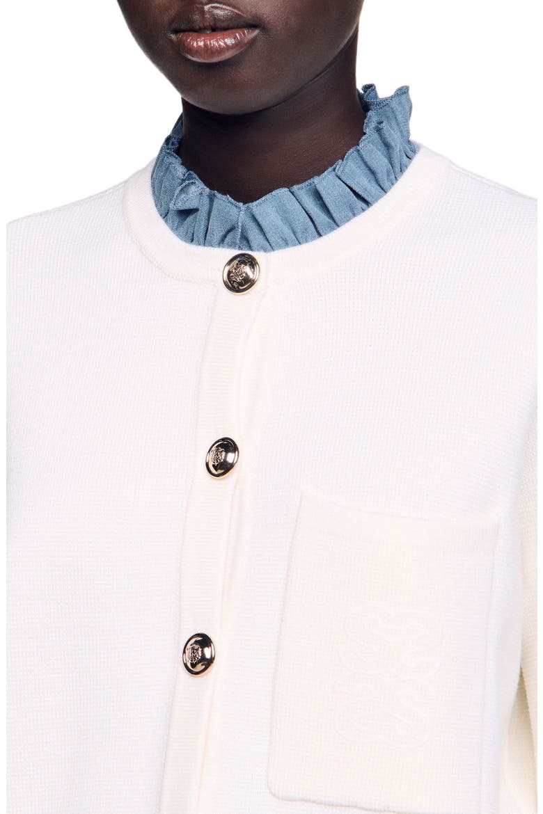 High-neck cardigan, Alternate, color, Ecru