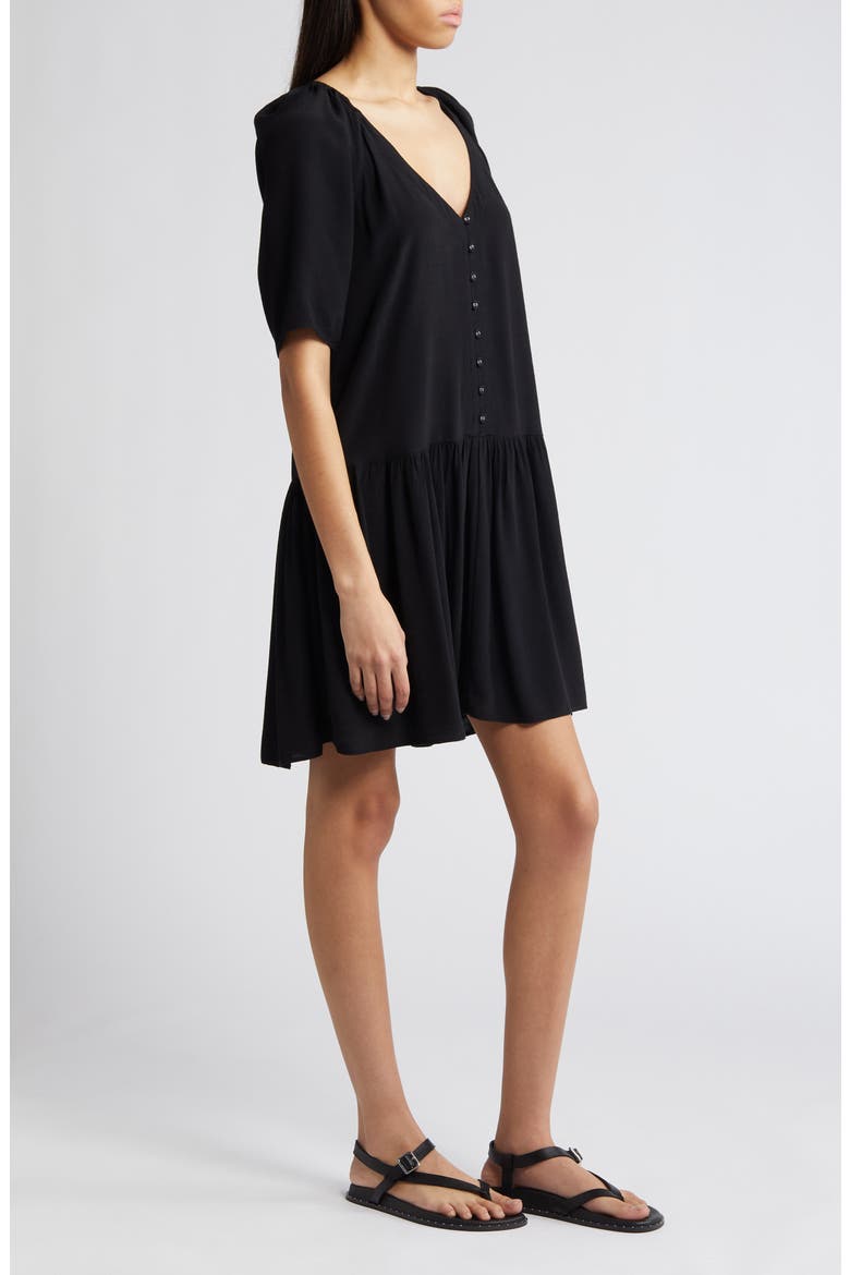Button-Up Drop Waist Minidress, Alternate, color, BLACK