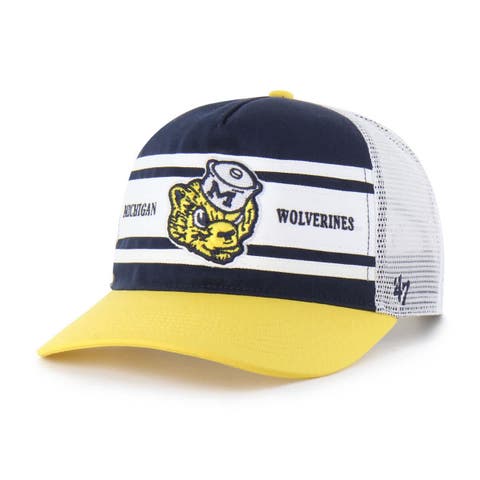 Youth '47 Navy/Maize Michigan Wolverines Super Stripe Hitch Adjustable Trucker Hat