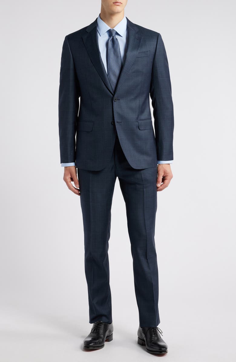 Emporio Armani Plaid Wool Suit, Main, color, 