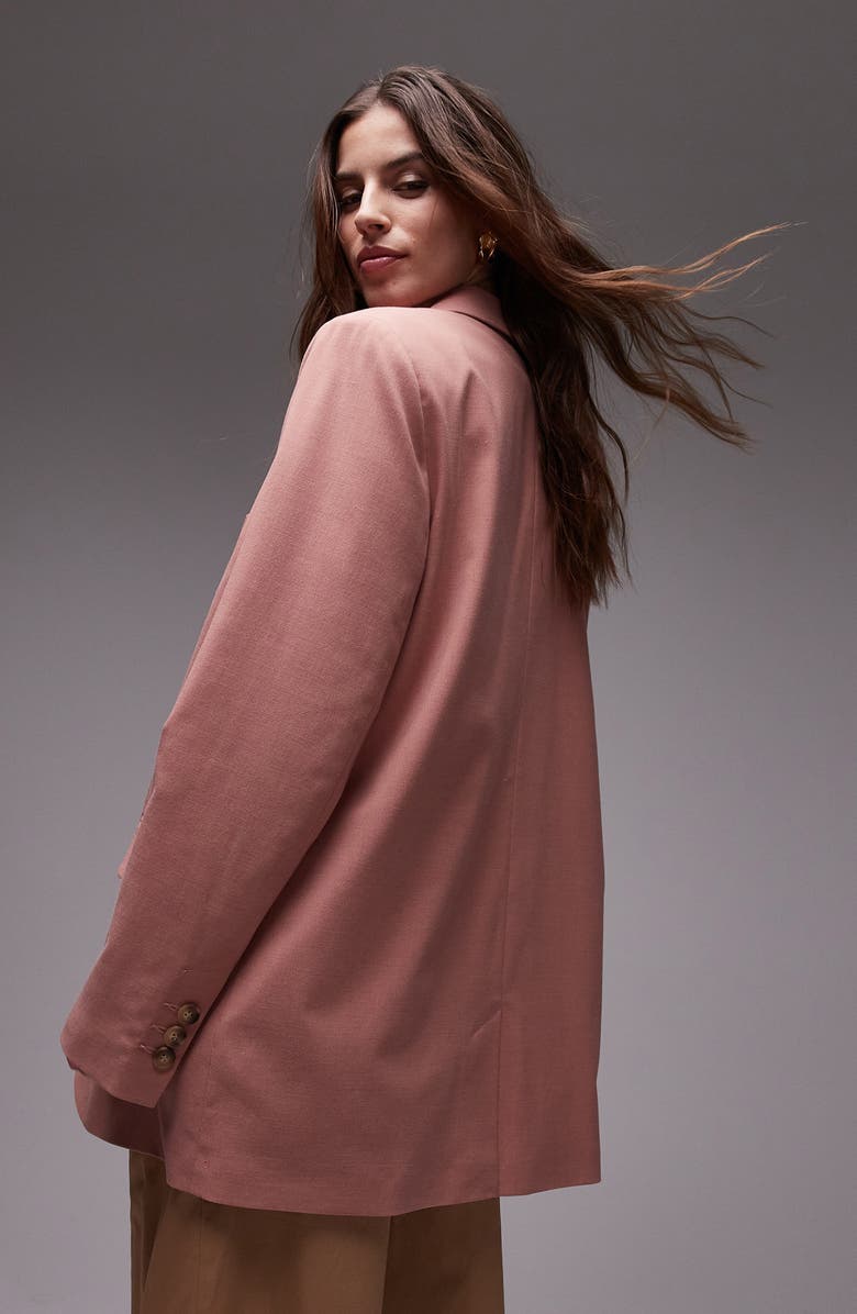 Topshop High Break Tailored Blazer, Alternate, color, Light Pink