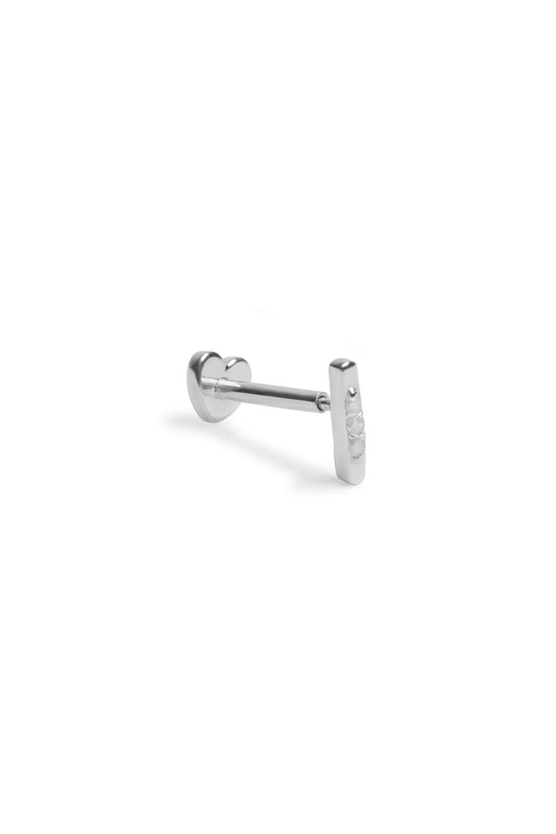 Cubic Zirconia Bar Flat Back Stud Earring, Main, color, SILVER