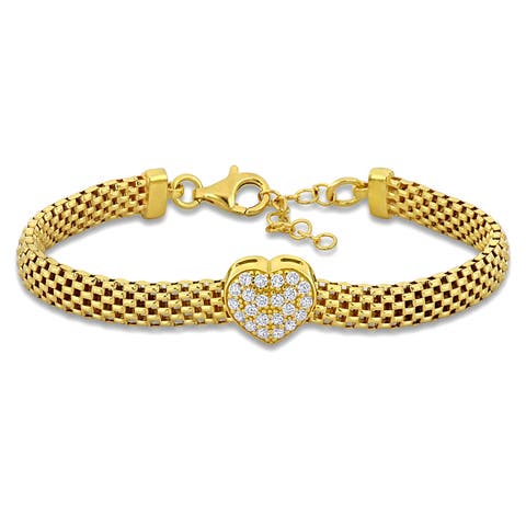 Cubic Zirconia Heart Flexible Bracelet