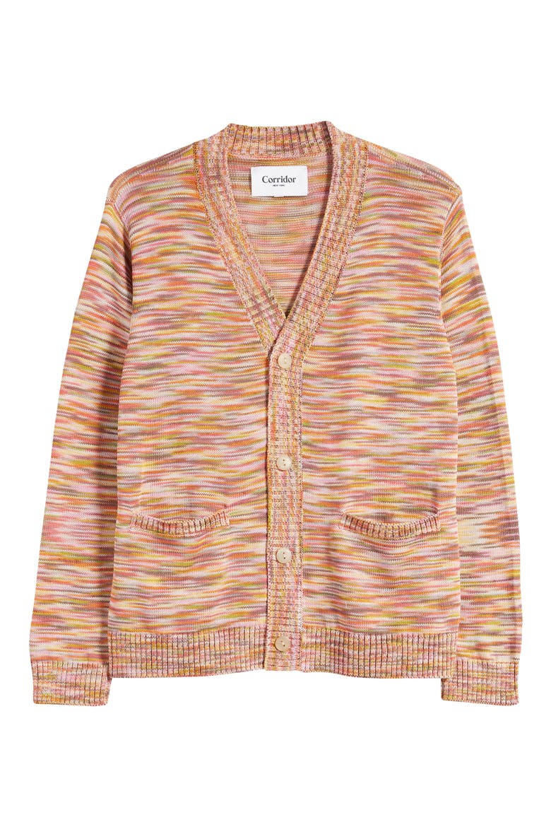 Tequila Sunrise Space Dye Cotton Cardigan, Alternate, color, PINK