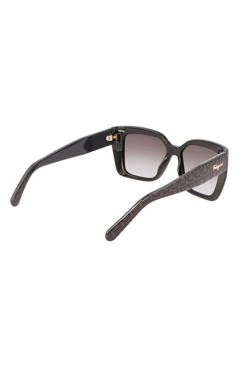 FERRAGAMO Gancini 55mm Gradient Rectangular Sunglasses, Alternate, color, Black