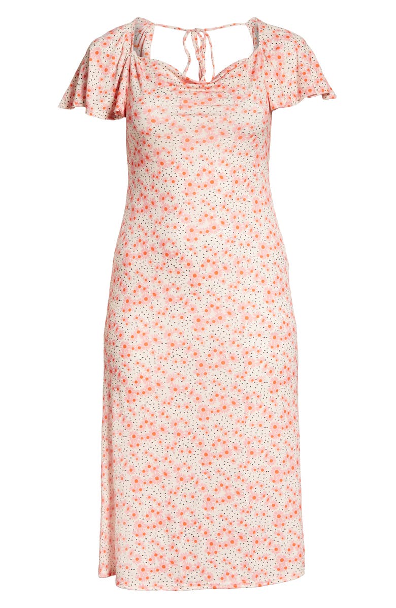 ASOS DESIGN Flutter Sleeve Tie Back Dress, Alternate, color,