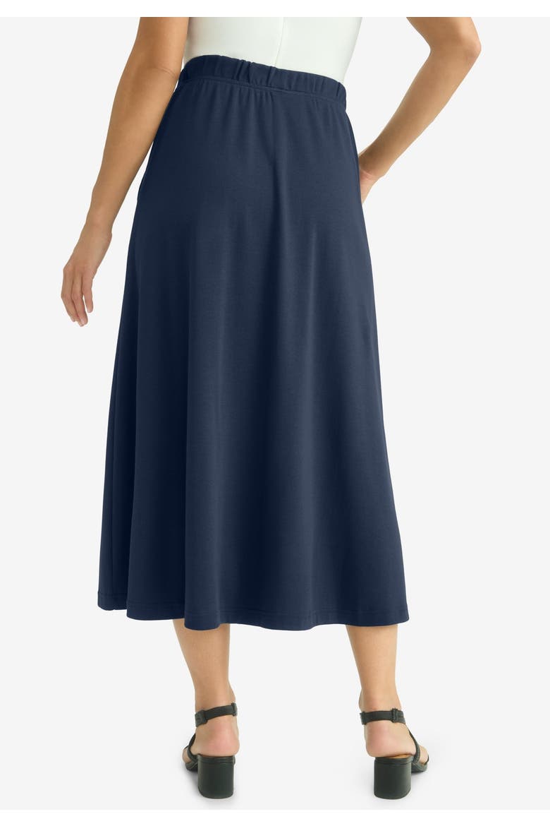 Soft Ease Cotton Knit Swing Skirt, Alternate, color, NAVY