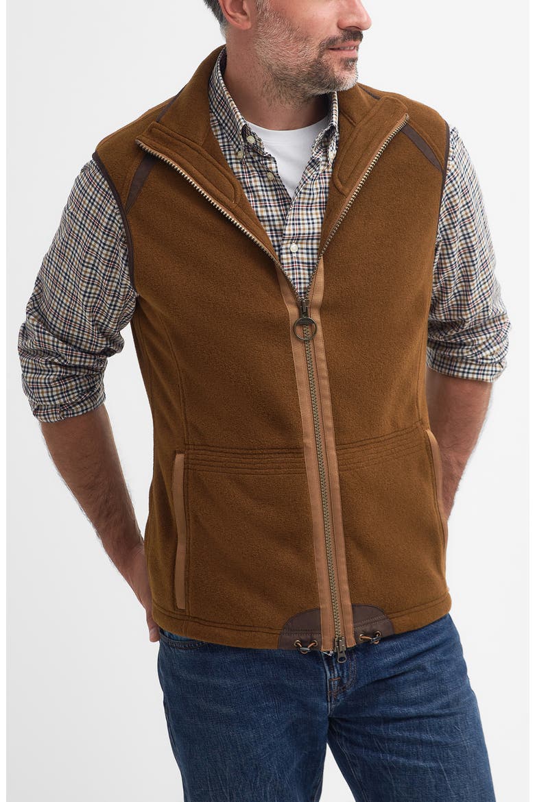 Langdale Regular Fit Fleece Gilet Vest, Main, color, RUST BROWN