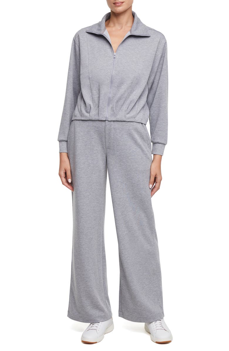 Three Dots Bubble Hem Full Zip Jacket, Alternate, color, Heather Grey