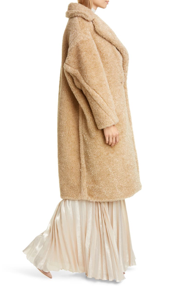 Park Metallic Faux Fur Teddy Bear Coat, Alternate, color, ALBINO