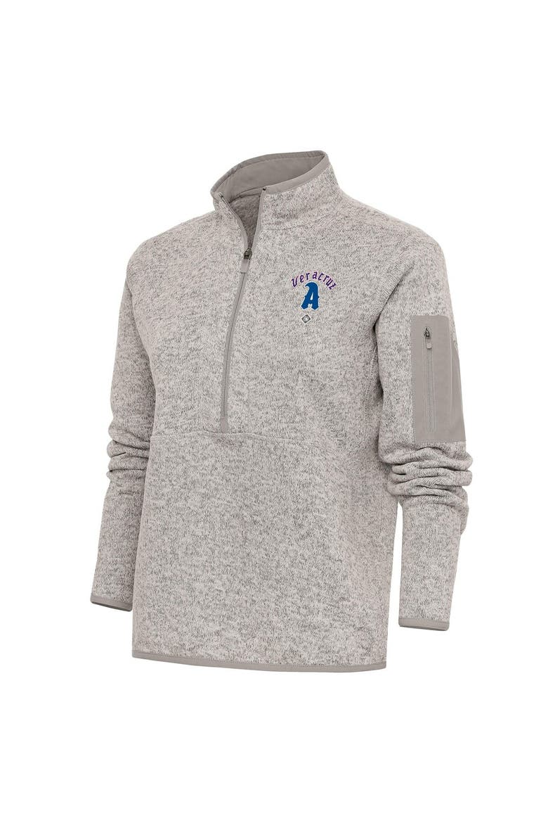 Women's Antigua Oatmeal Azules de Veracruz Fortune Half-Zip Pullover Jacket, Main, color, Oatmeal