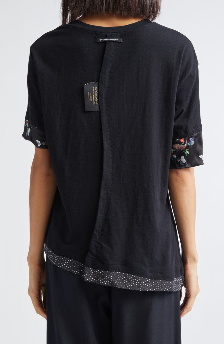 Undercover Contrast Trim Asymmetric Cotton T-Shirt, Alternate, color, Black