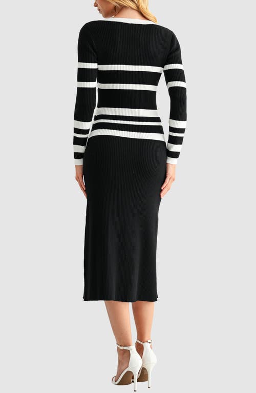 Mila Mae Varigated Stripe Long Sleeve Rib Sweater Dress In Multi