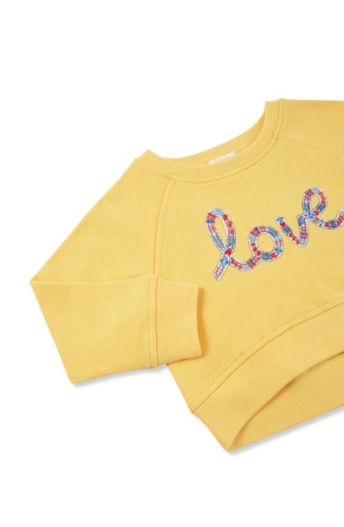 Peek Essentials Love Appliqué Graphic Sweatshirt & Knit Pants Set In Yellow