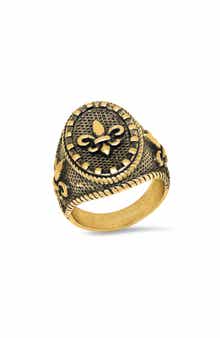 Men's 18K Gold Plated Fleur de Lis Signet Ring