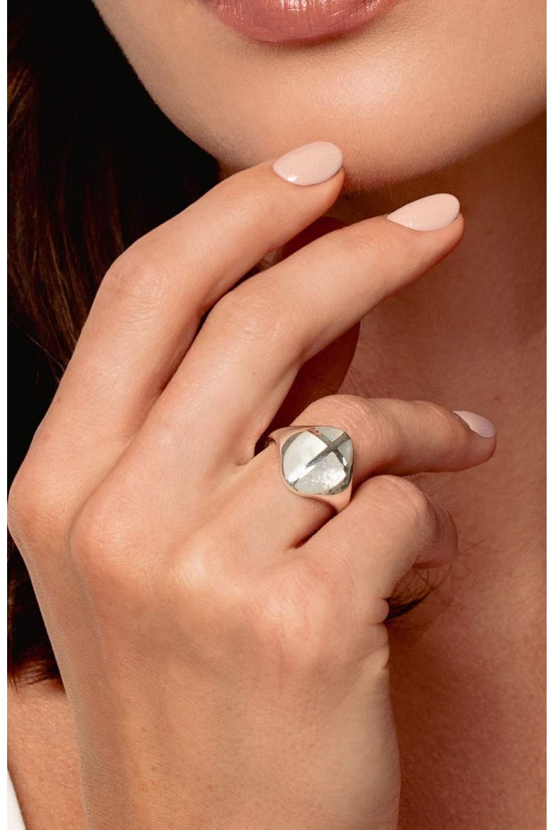 Mother Of Pearl Cross Ring, Alternate, color, Sterling silver