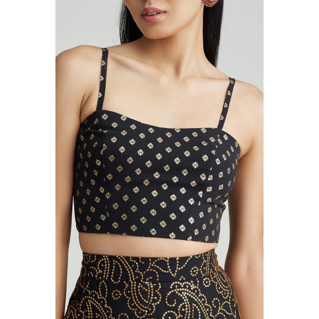 holiCHIC Eva Brocade Silk Crop Top in Black  product