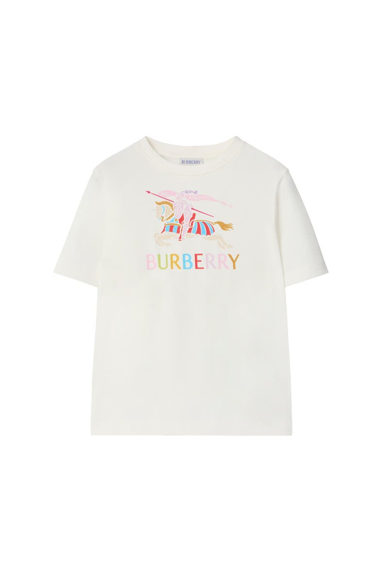 Burberry Girls' Multicolour Knight Cotton T-shirt, Main, color, Chalk White