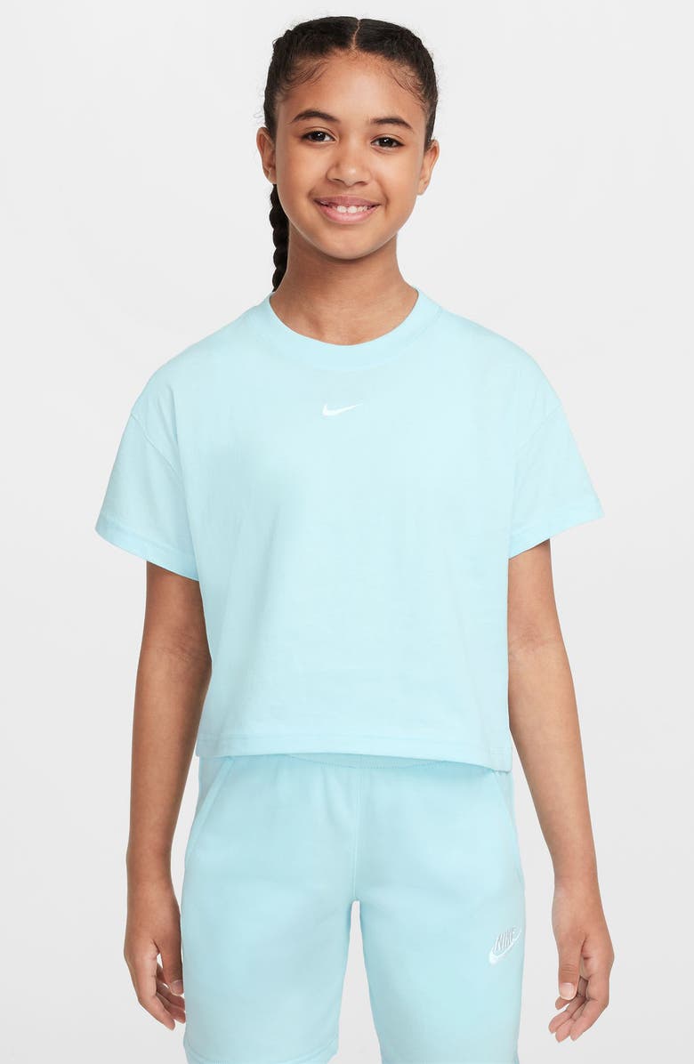 Nike Kids' Sportswear Cotton T-Shirt, Main, color, Glacier Blue
