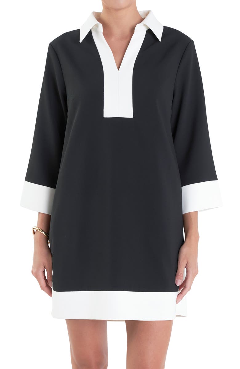 English Factory Contrast Trim Mini Shirtdress, Alternate, color, 