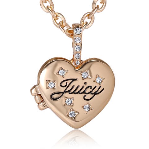 Gold-Tone Crystal Heart Locket Pendant Necklace