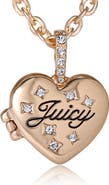 Juicy Couture Gold-Tone Crystal Heart Locket Pendant Necklace