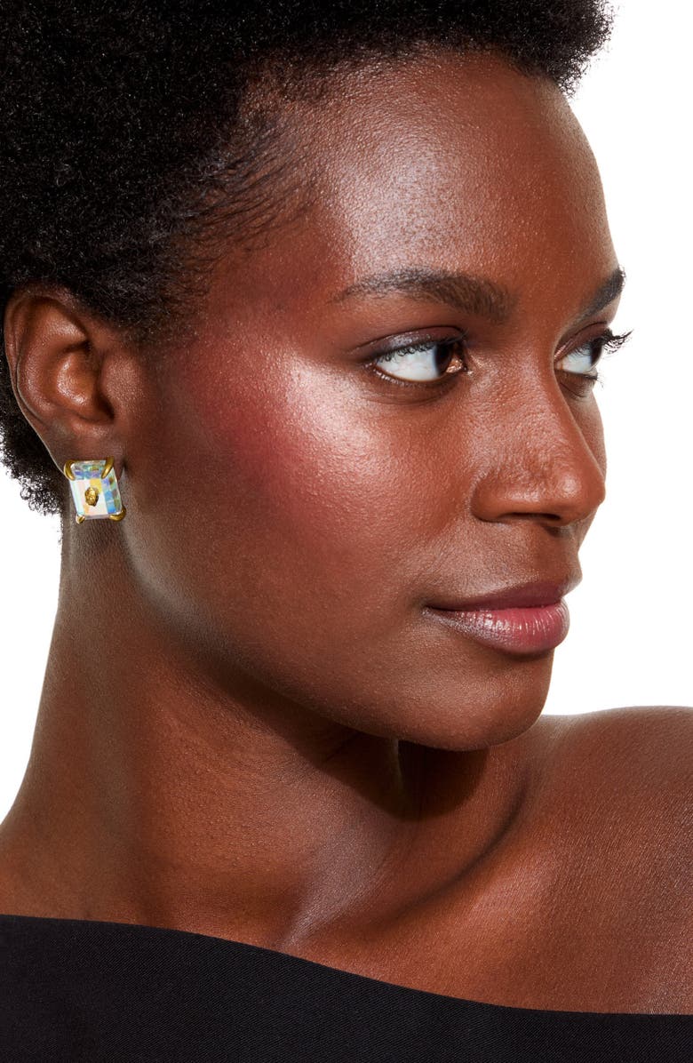 Kurt Geiger London Eagle's Head Emerald Cut Crystal Stud Earrings, Alternate, color, 