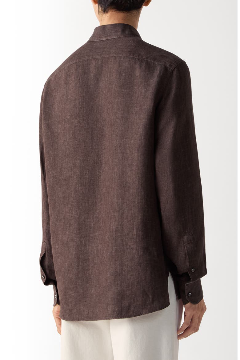 Oasi Lino Polo Shirt, Alternate, color, DARK BROWN